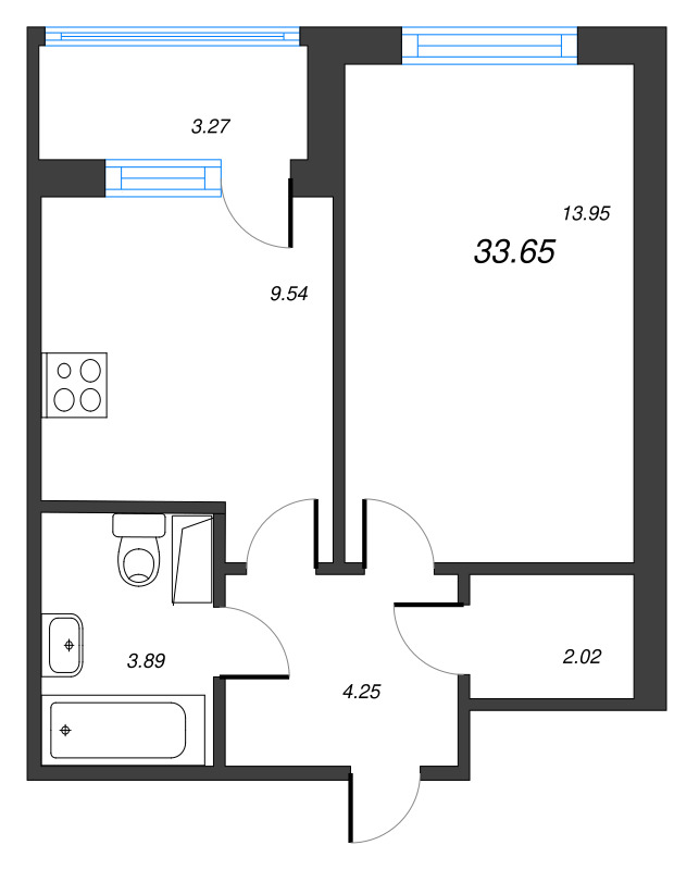 1 ккв 33,7 м²