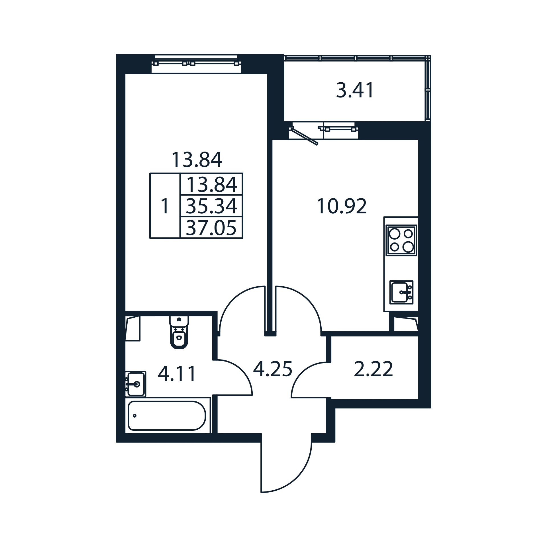 1 ккв 35,3 м²