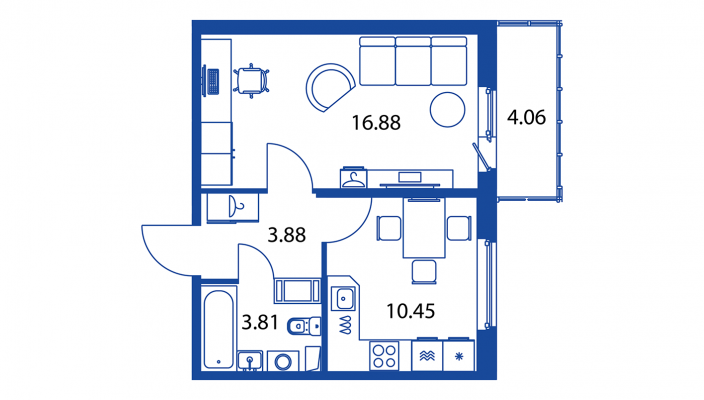 1 ккв 35 м²