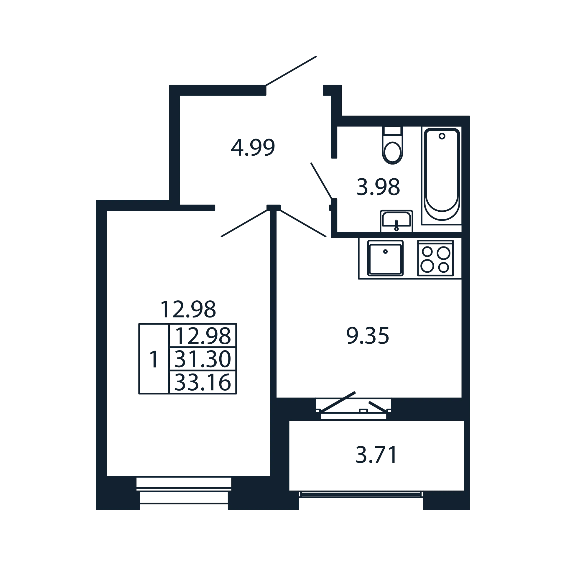 1 ккв 31,3 м²