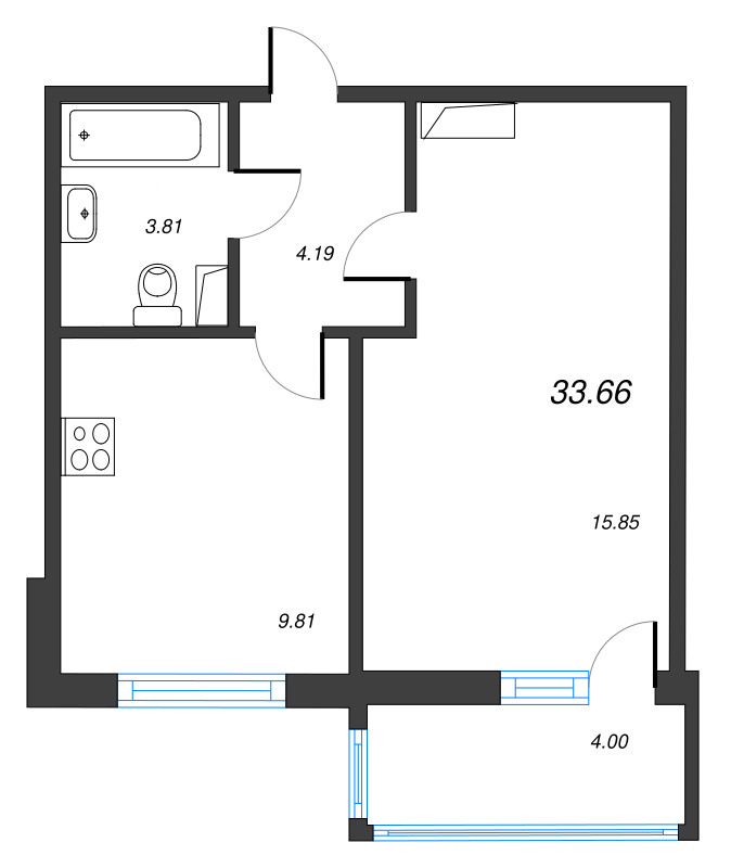 1 ккв 33,7 м²