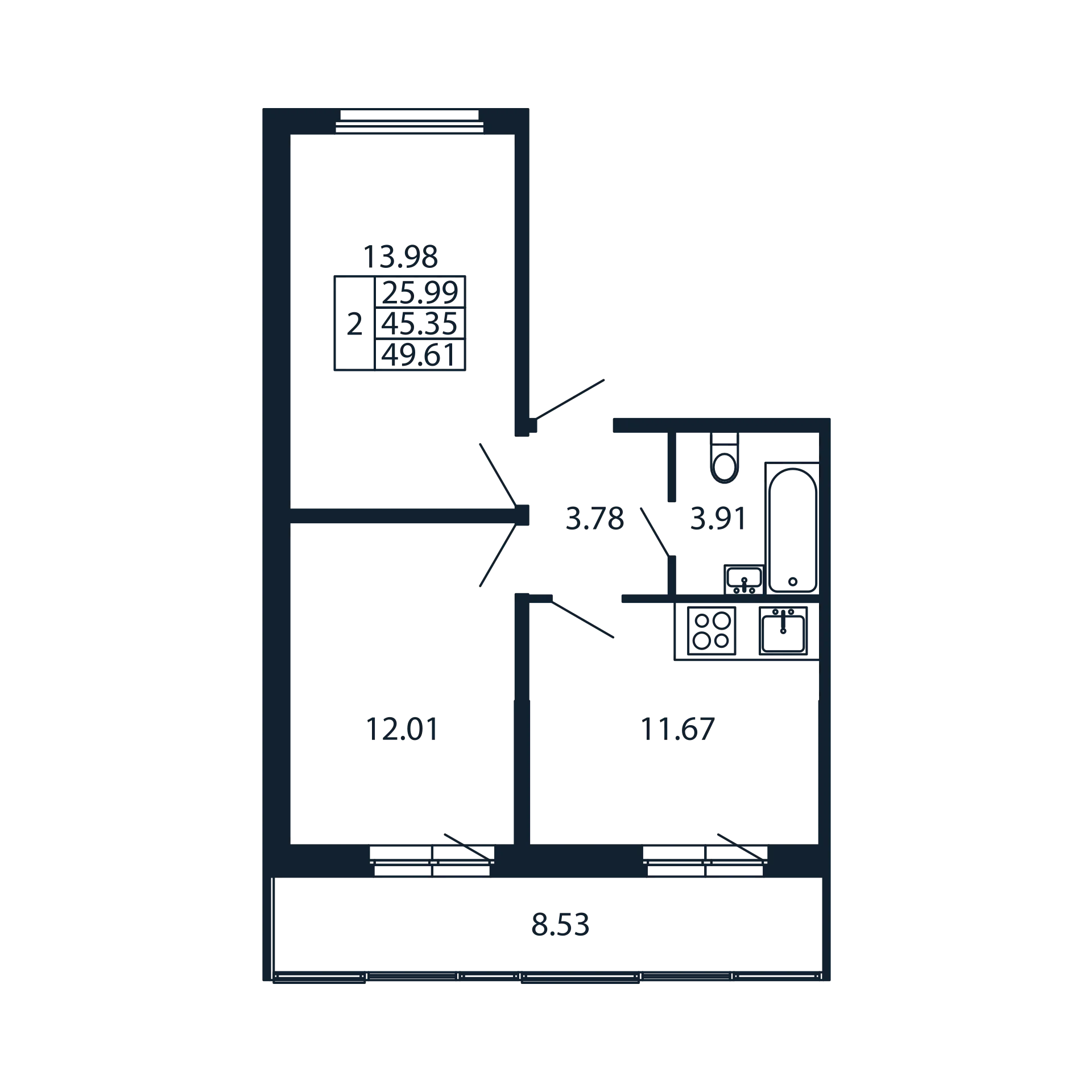 2 ккв 45,4 м²