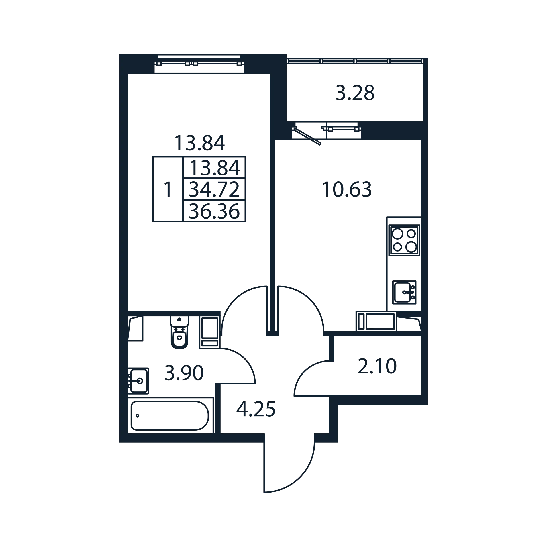 1 ккв 34,7 м²