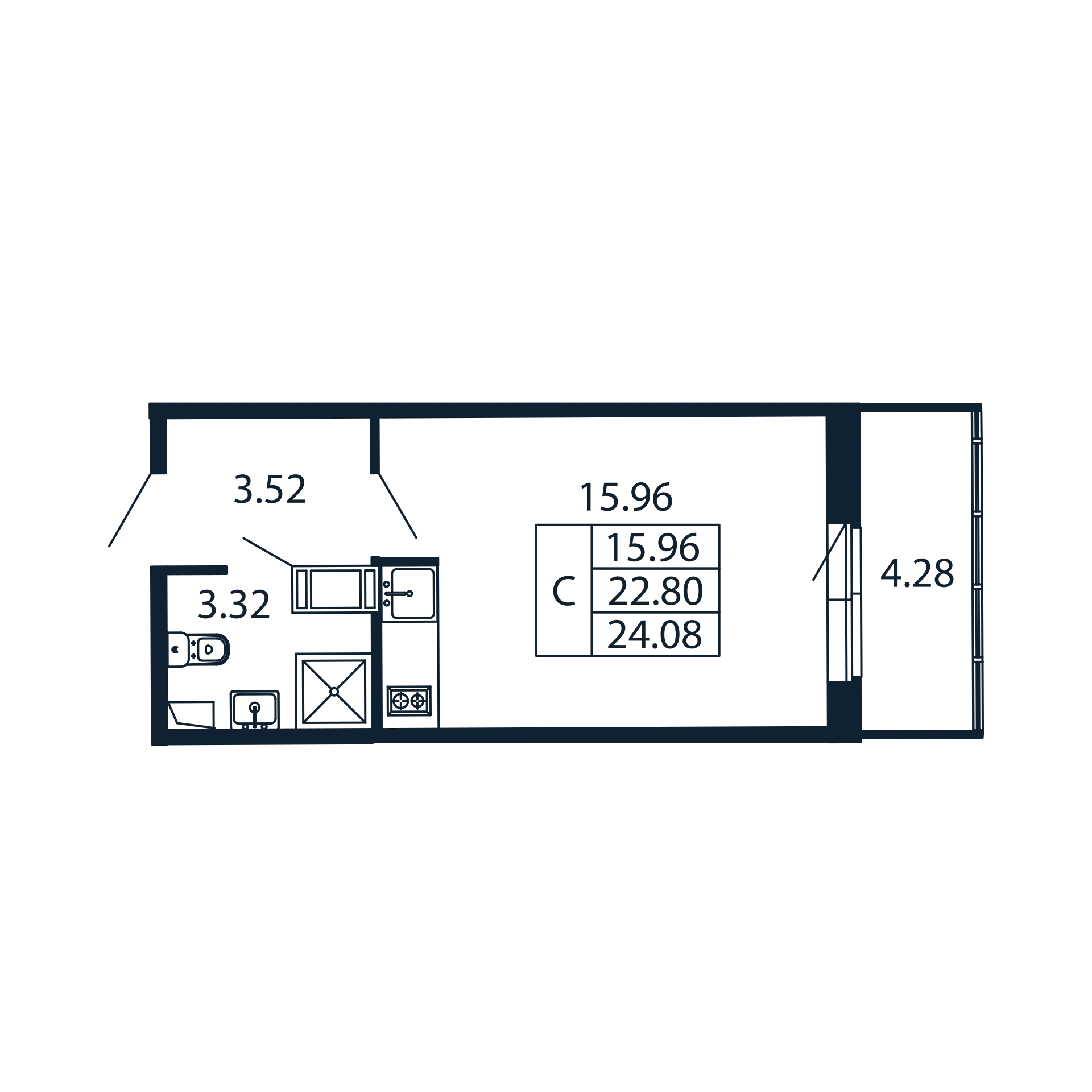 Студия 22,8 м²