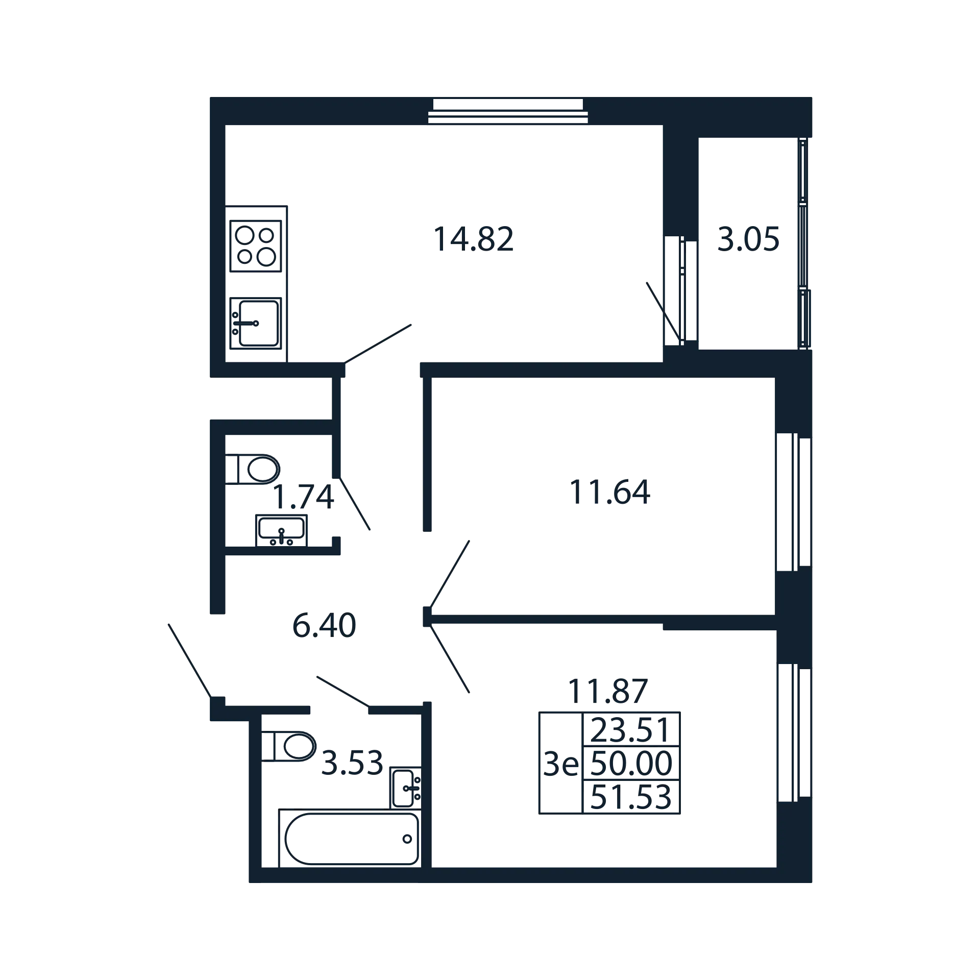 2 ккв 50 м²