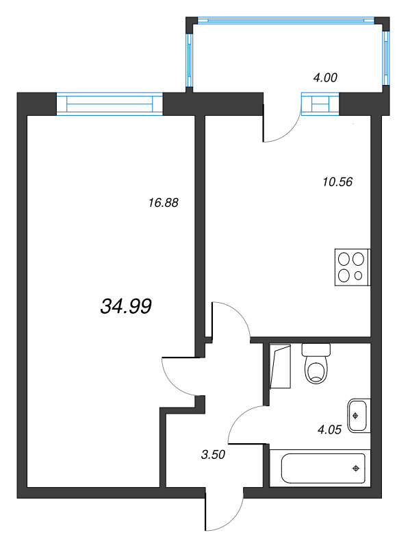 1 ккв 35 м²