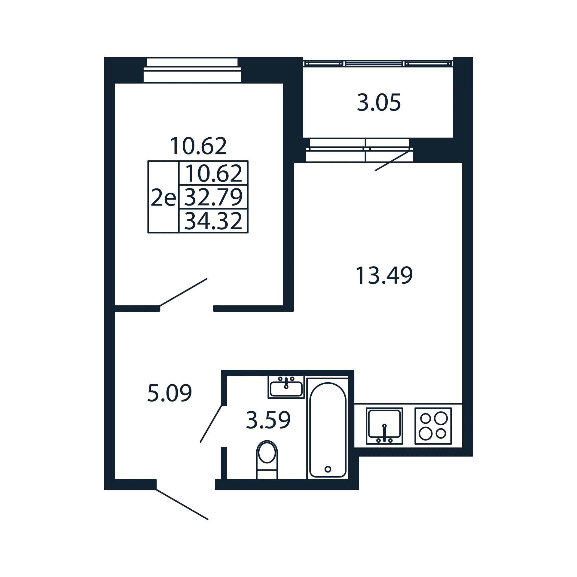 1 ккв 32,8 м²