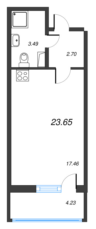 Студия 23,7 м²