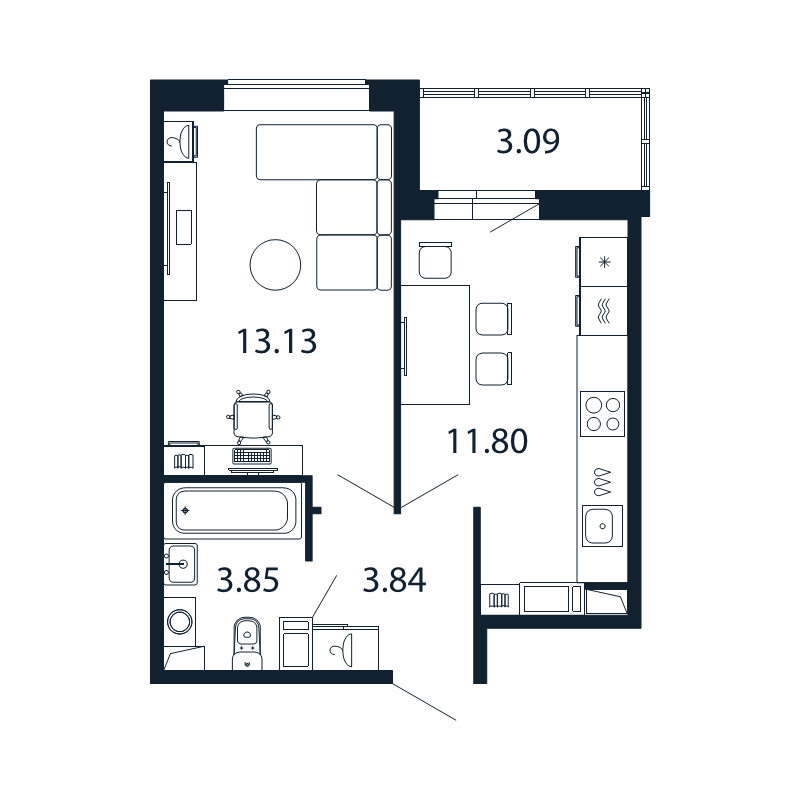 1 ккв 32,6 м²