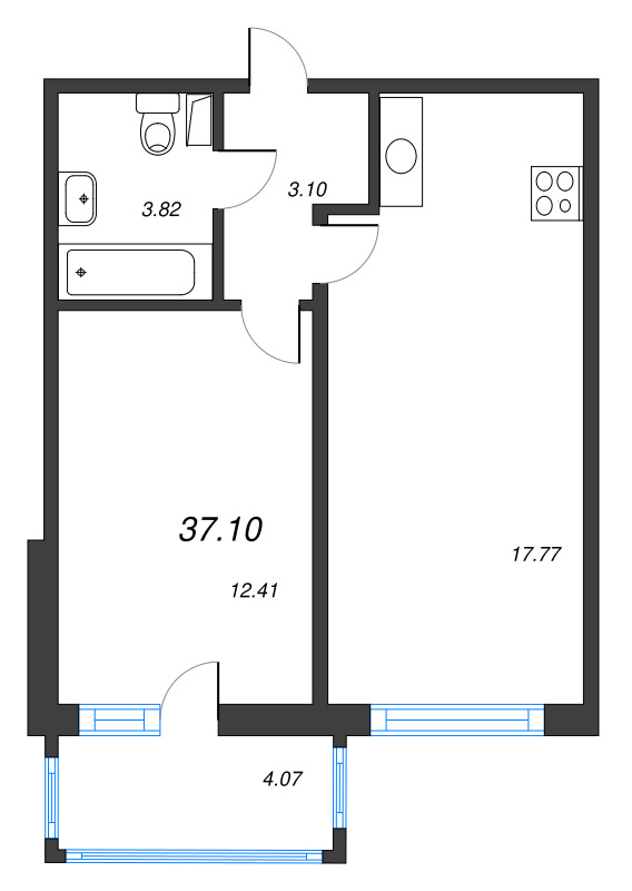 2 ккв (Евро) 37,1 м²