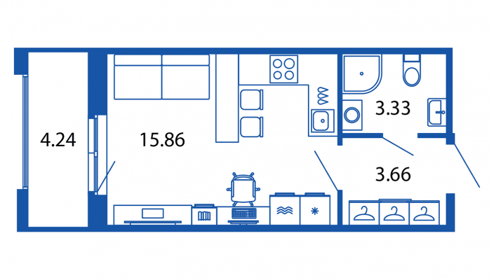Студия 22,9 м²