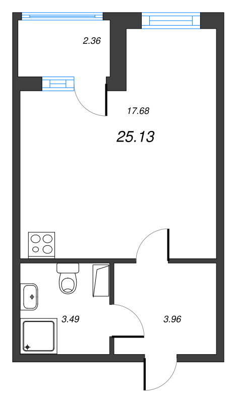 Студия 25,1 м²