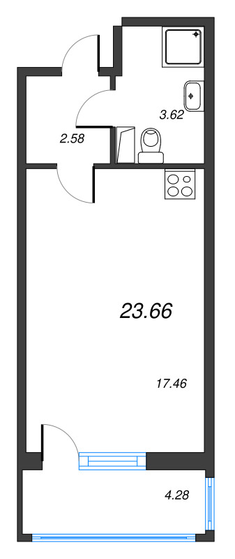Студия 23,7 м²