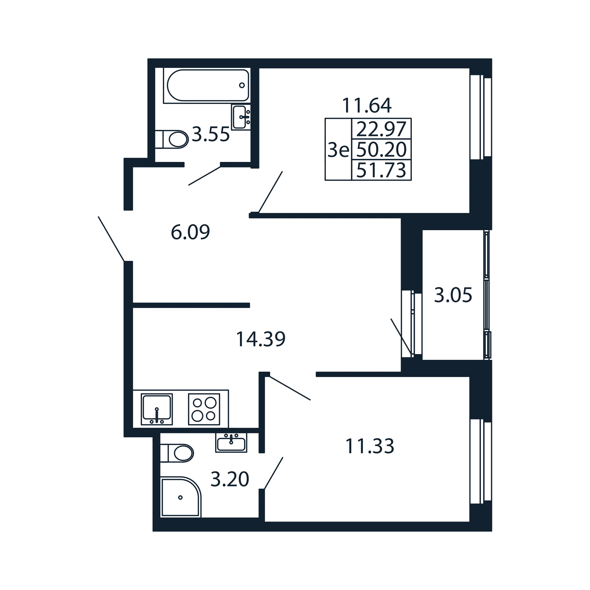 2 ккв 50,2 м²