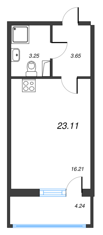 Студия 23,1 м²
