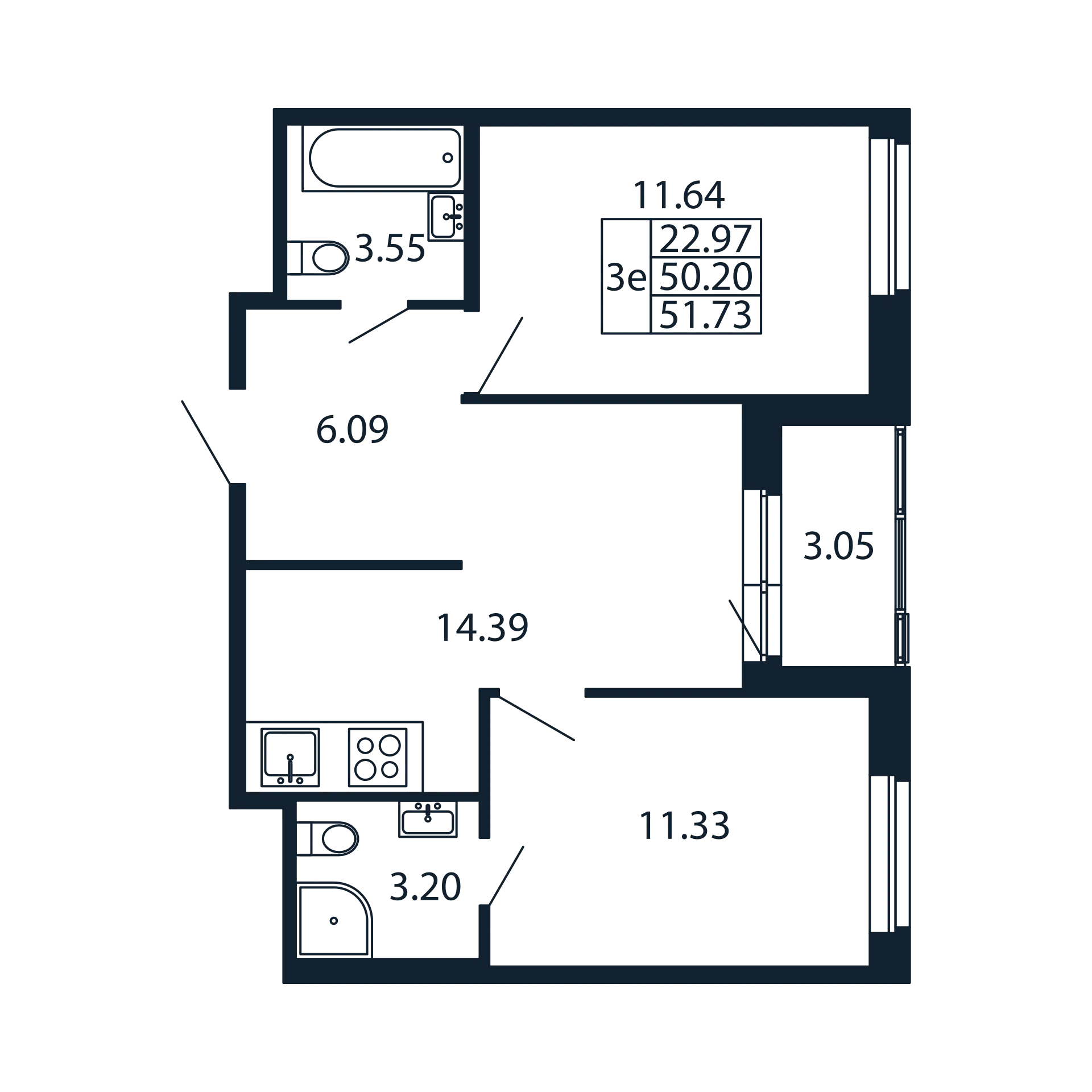 2 ккв 50,2 м²