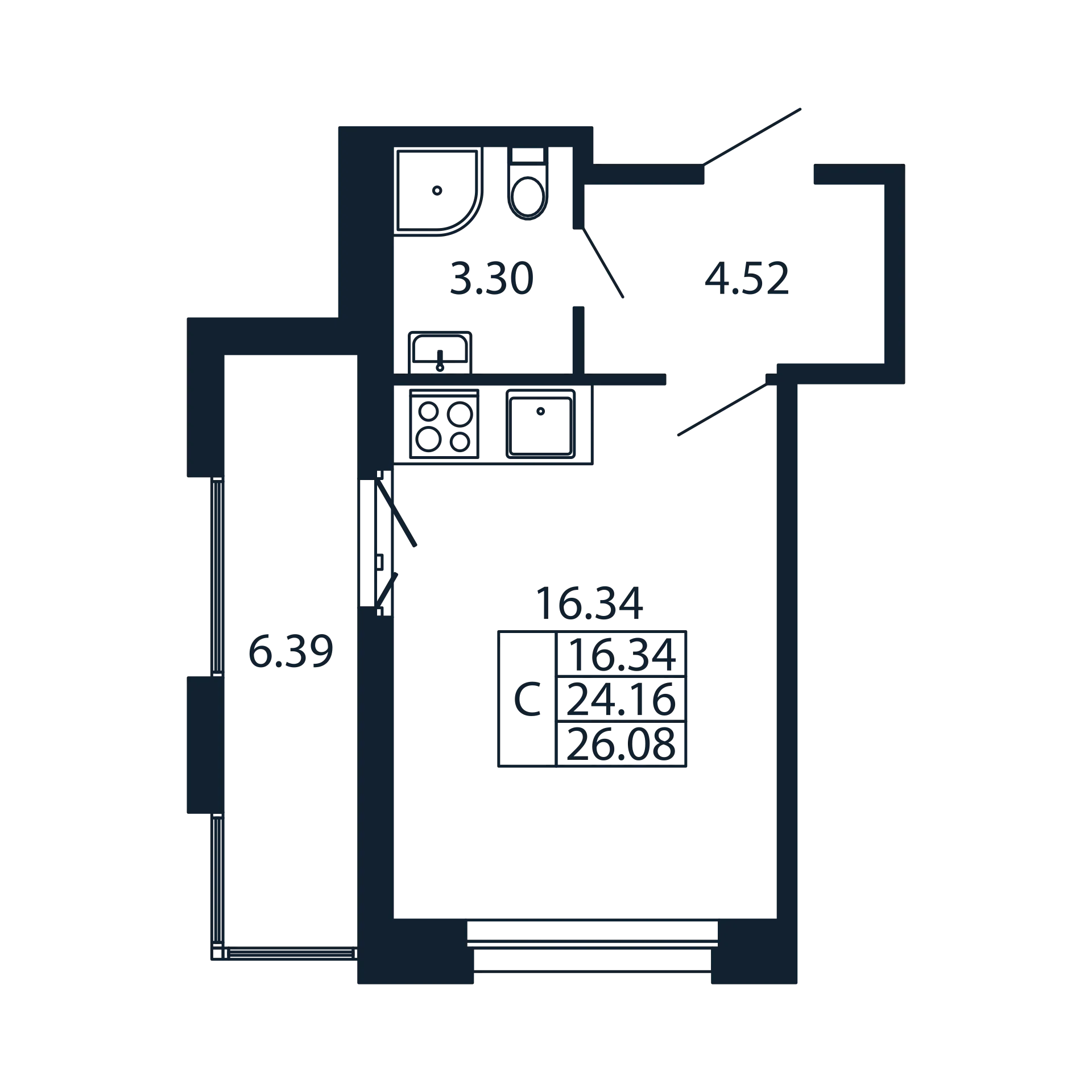 Студия 24,2 м²