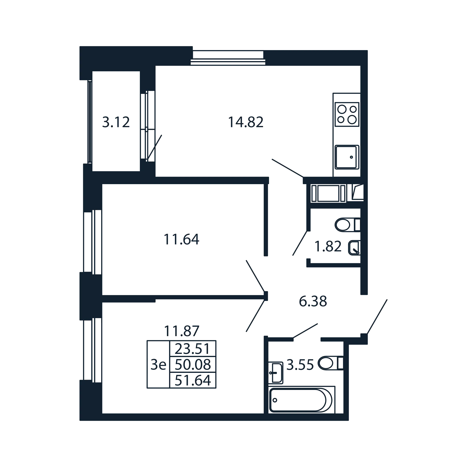 2 ккв 50,1 м²
