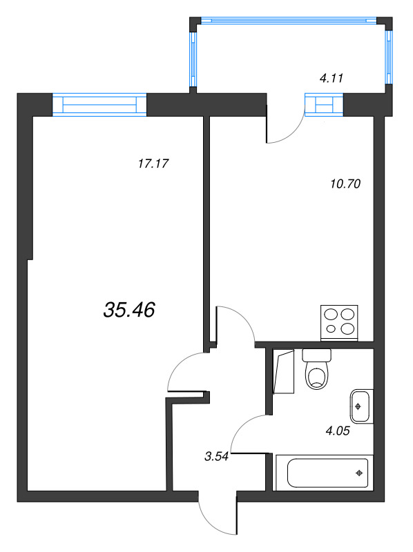 1 ккв 35,5 м²
