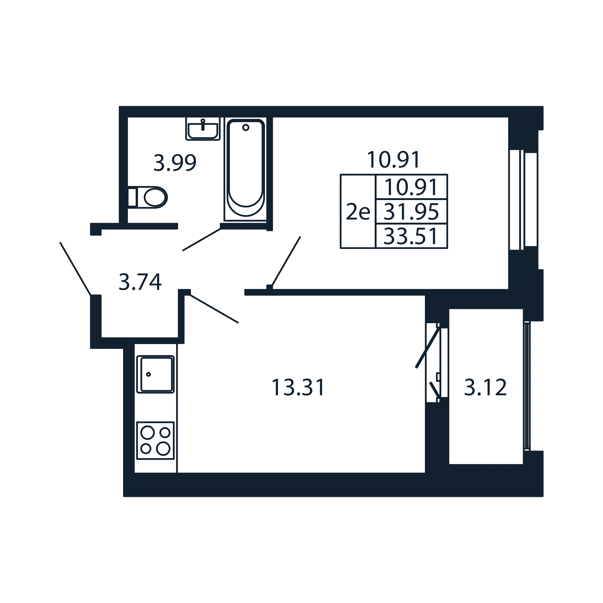 1 ккв 32 м²