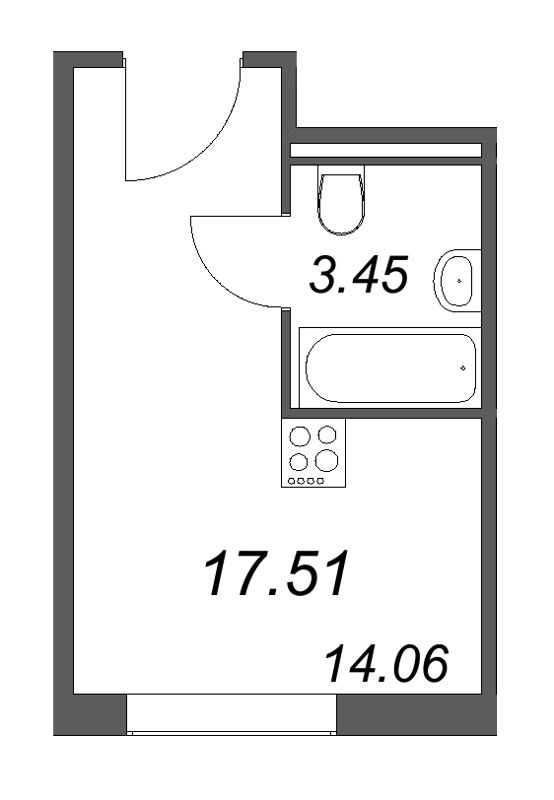 Студия 17,5 м²