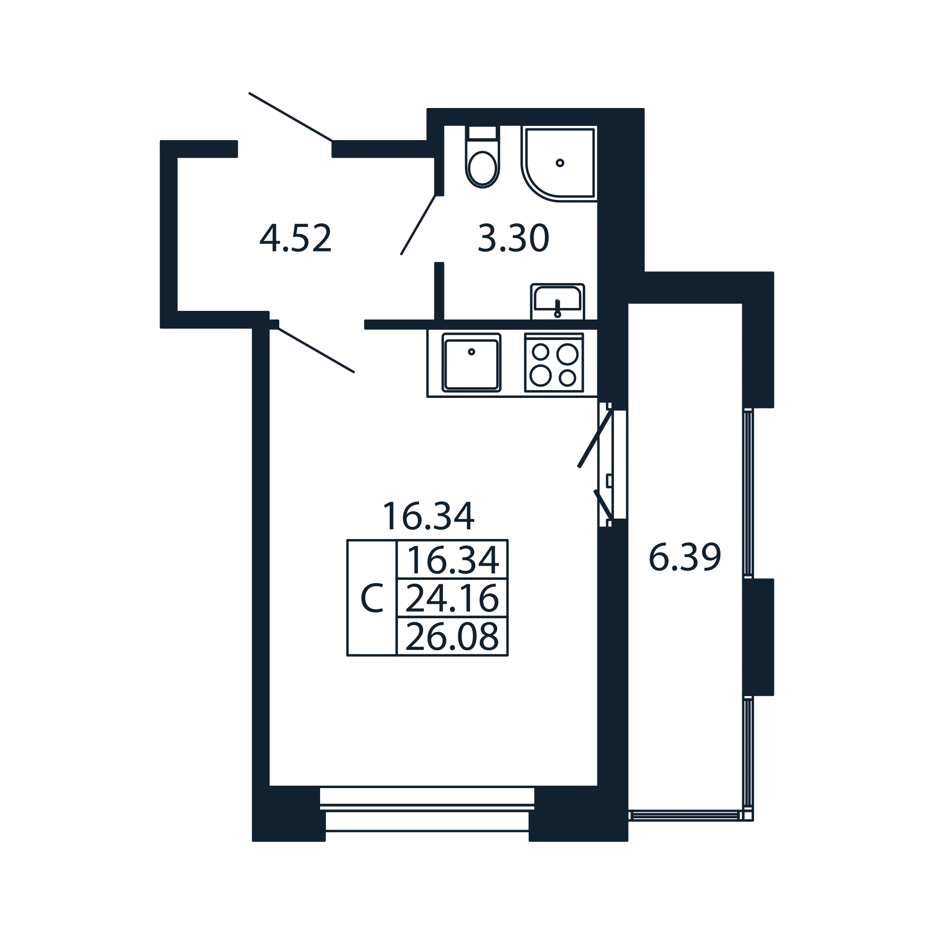 Студия 24,2 м²