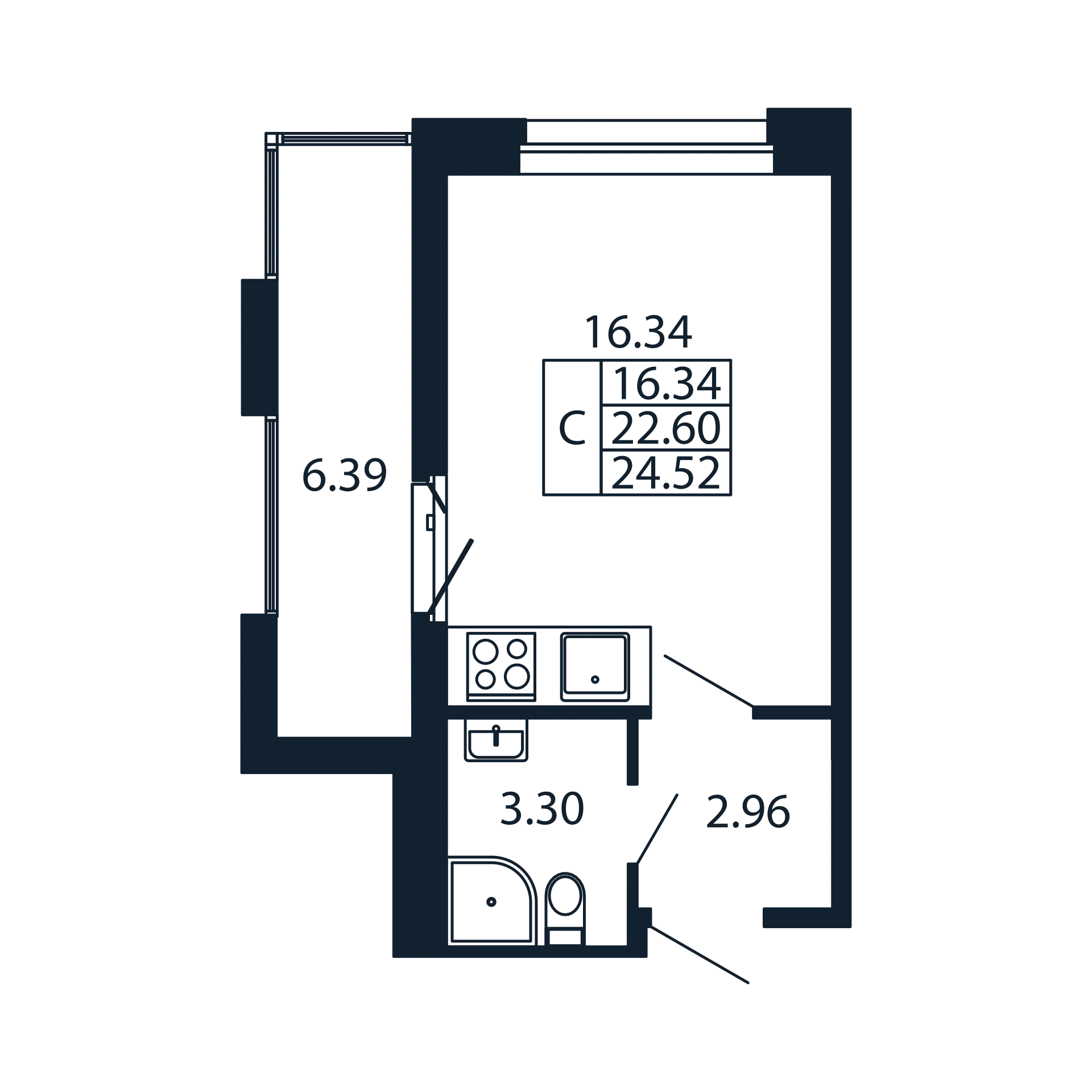 Студия 22,6 м²