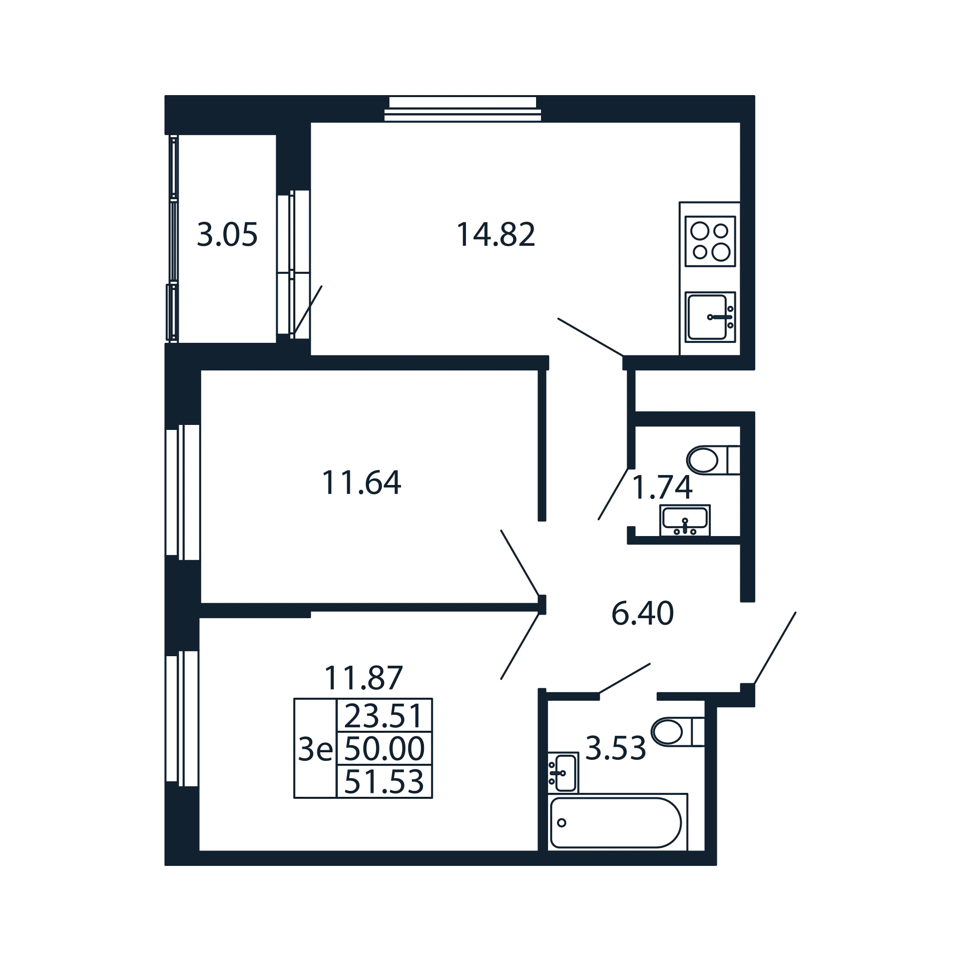 2 ккв 50 м²