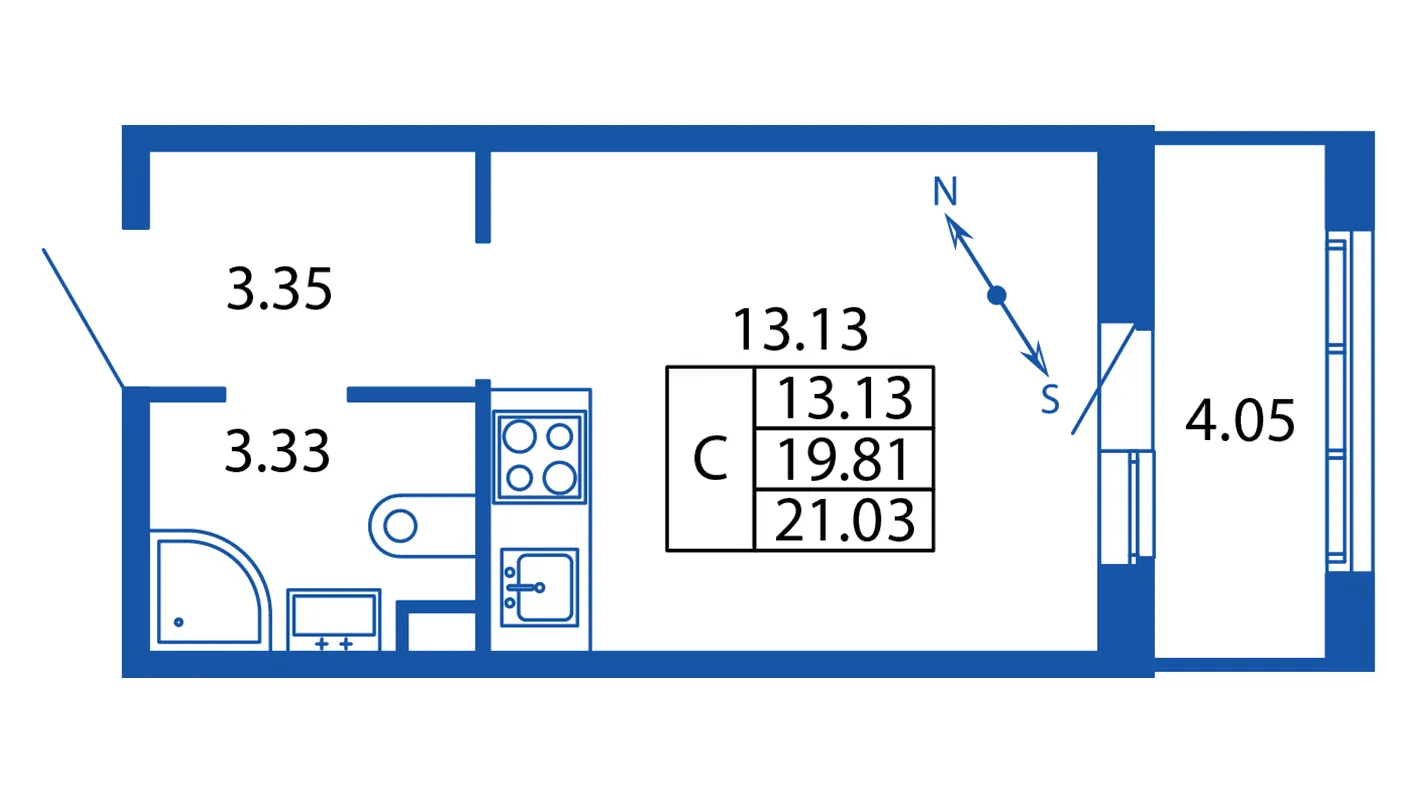 Студия 19,8 м²
