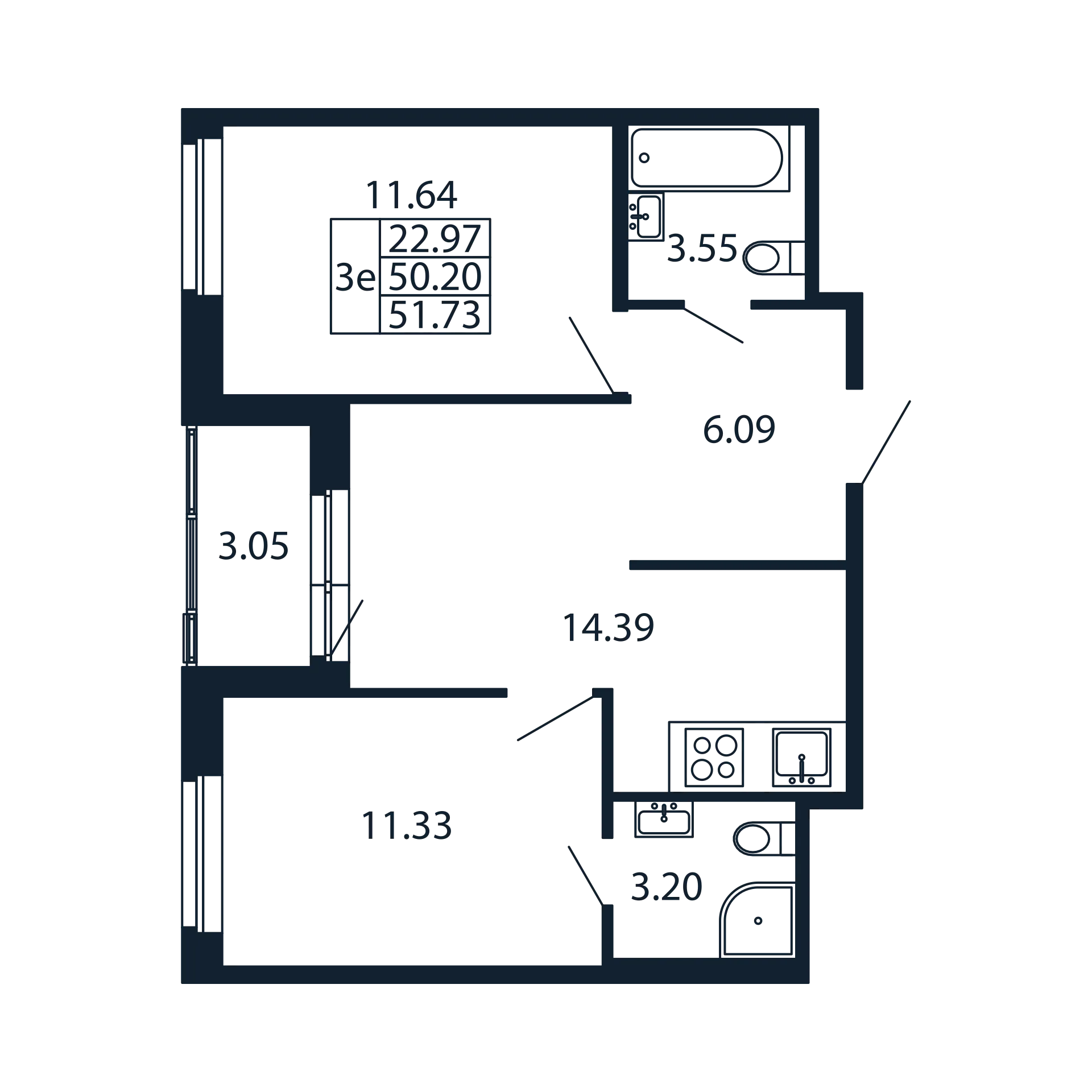 2 ккв 50,2 м²