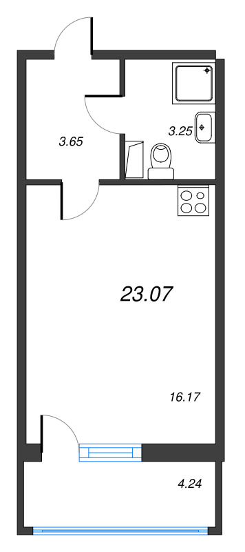 Студия 23,1 м²
