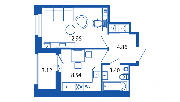 1 ккв 29,8 м²