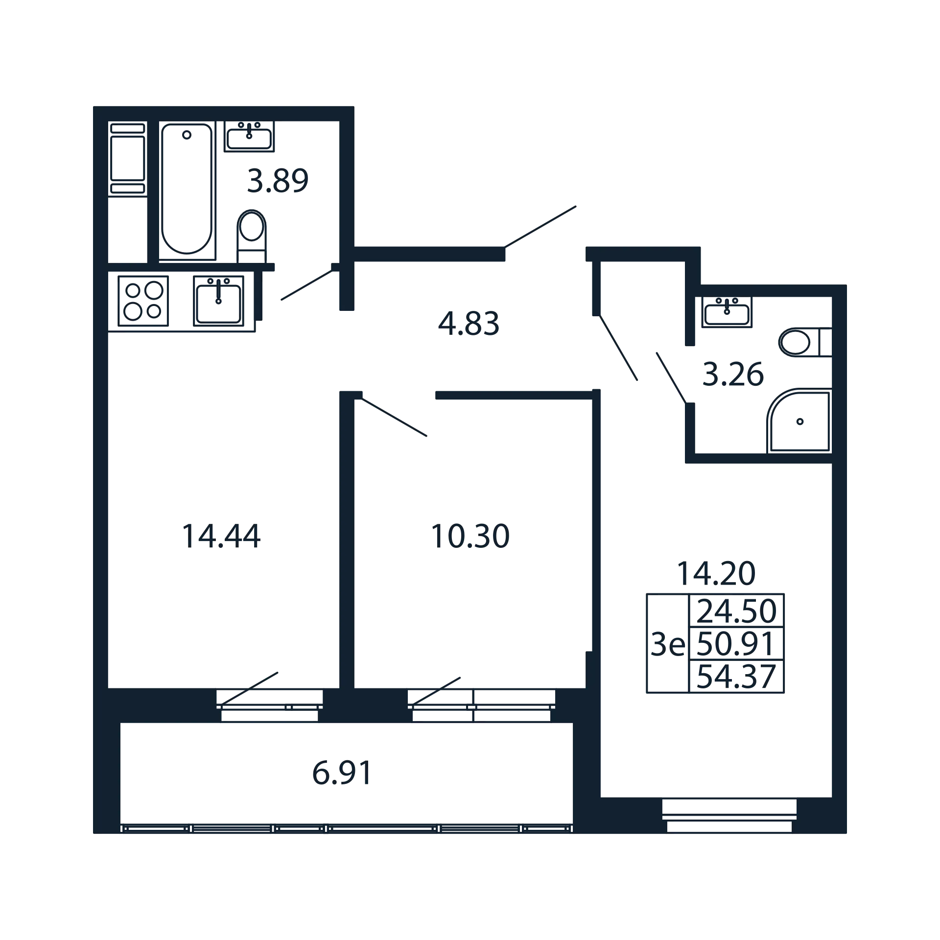 2 ккв 50,9 м²