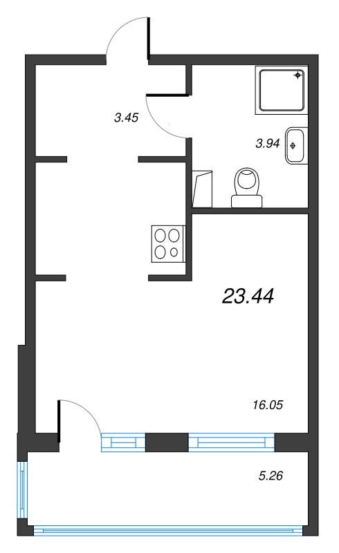Студия 23,4 м²