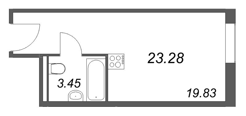 Студия 23,3 м²
