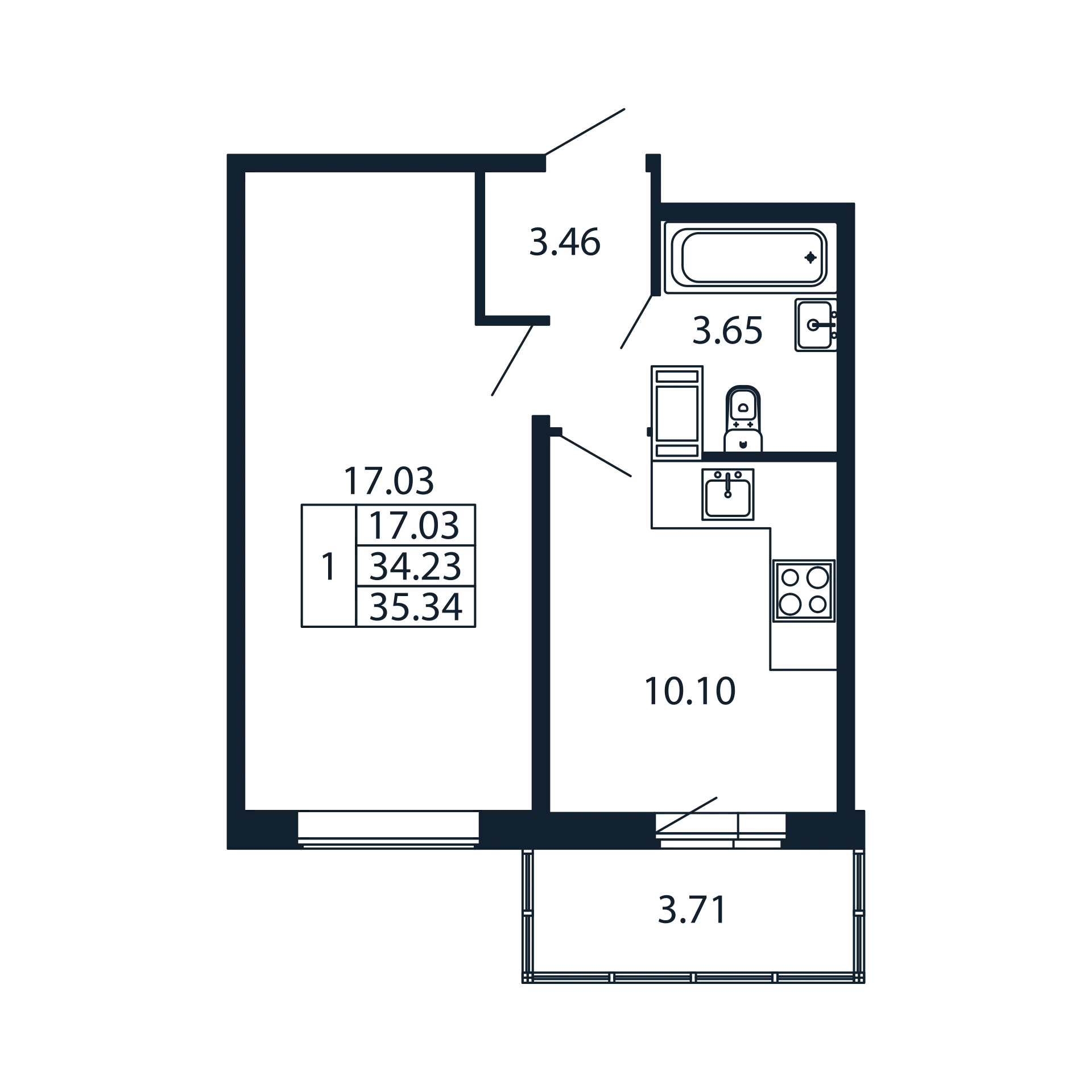 1 ккв 34,2 м²
