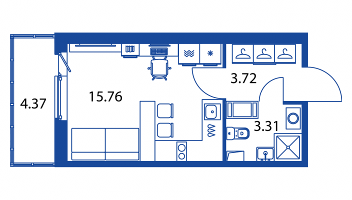 Студия 22,8 м²