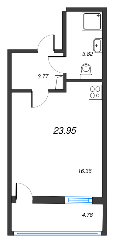Студия 24 м²