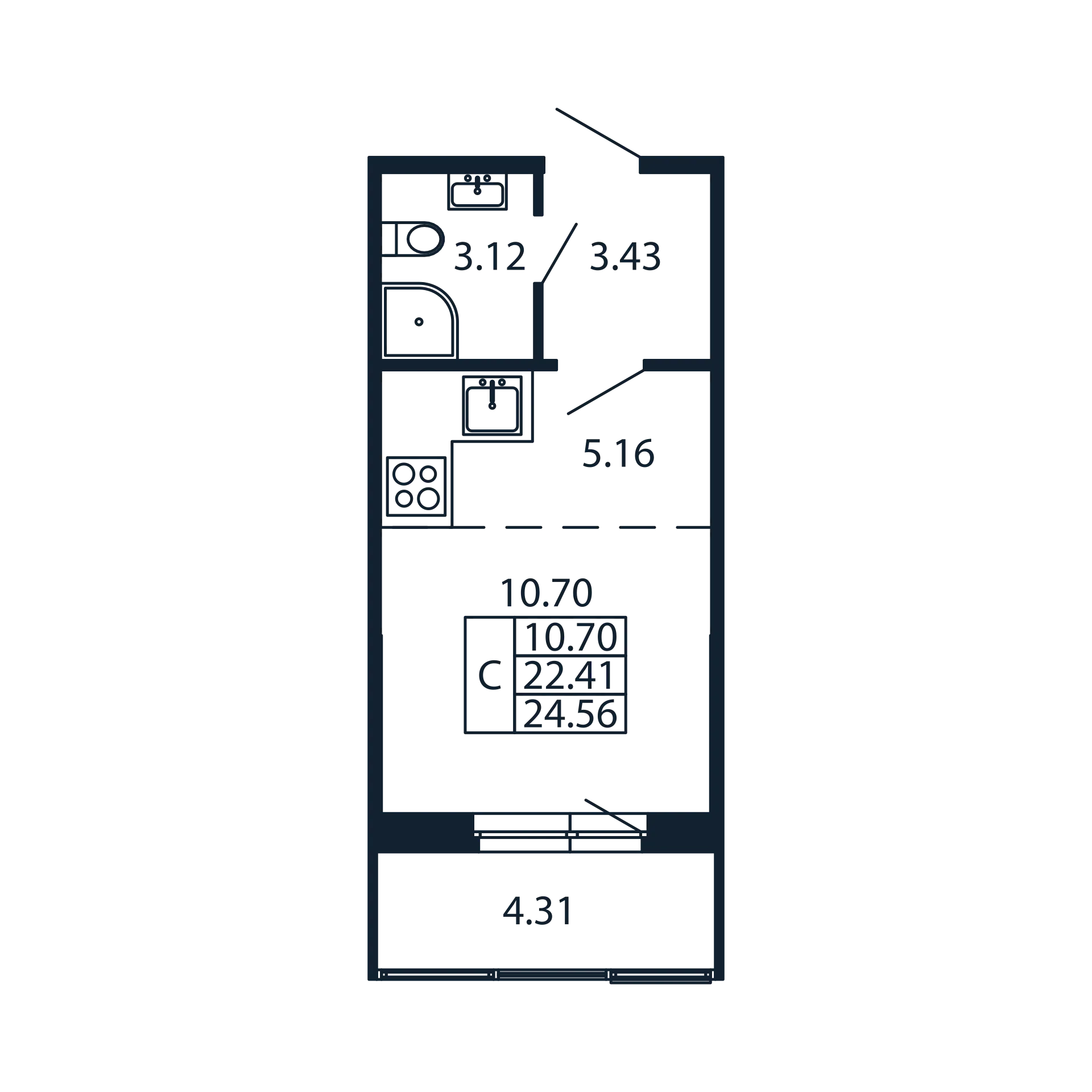 Студия 22,4 м²