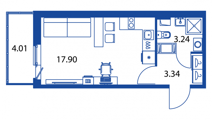 Студия 24,5 м²