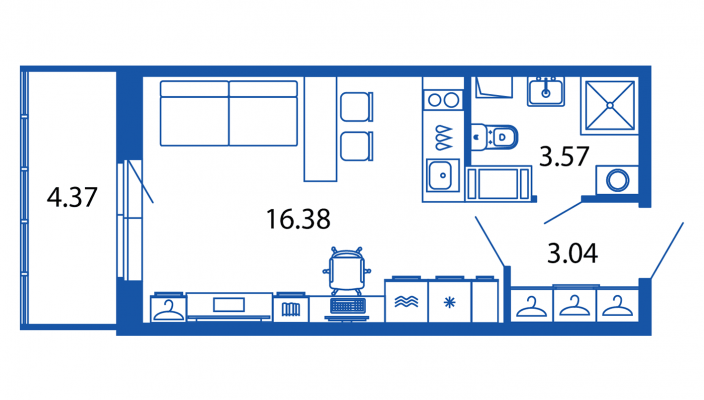 Студия 23 м²