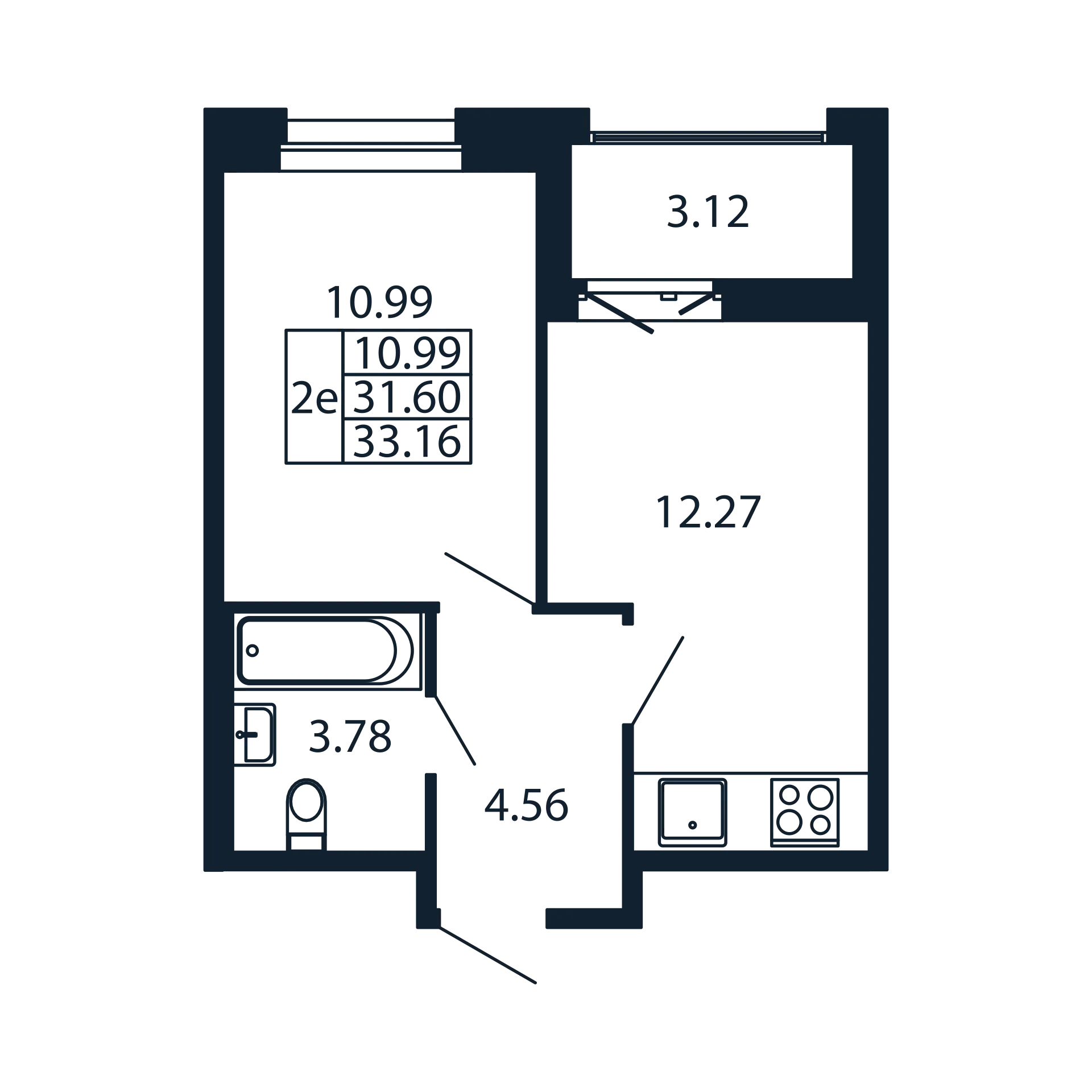 1 ккв 31,6 м²
