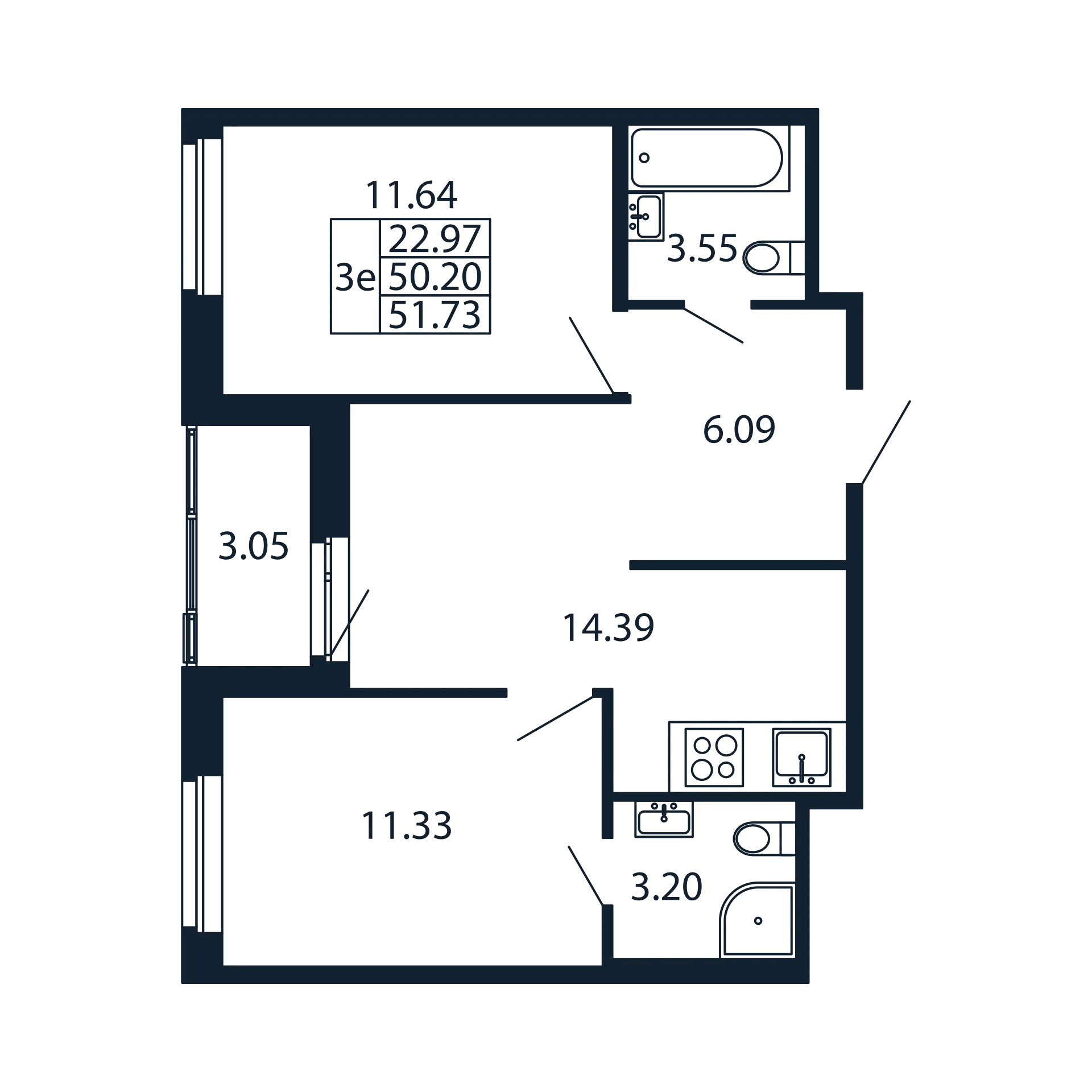 2 ккв 50,2 м²