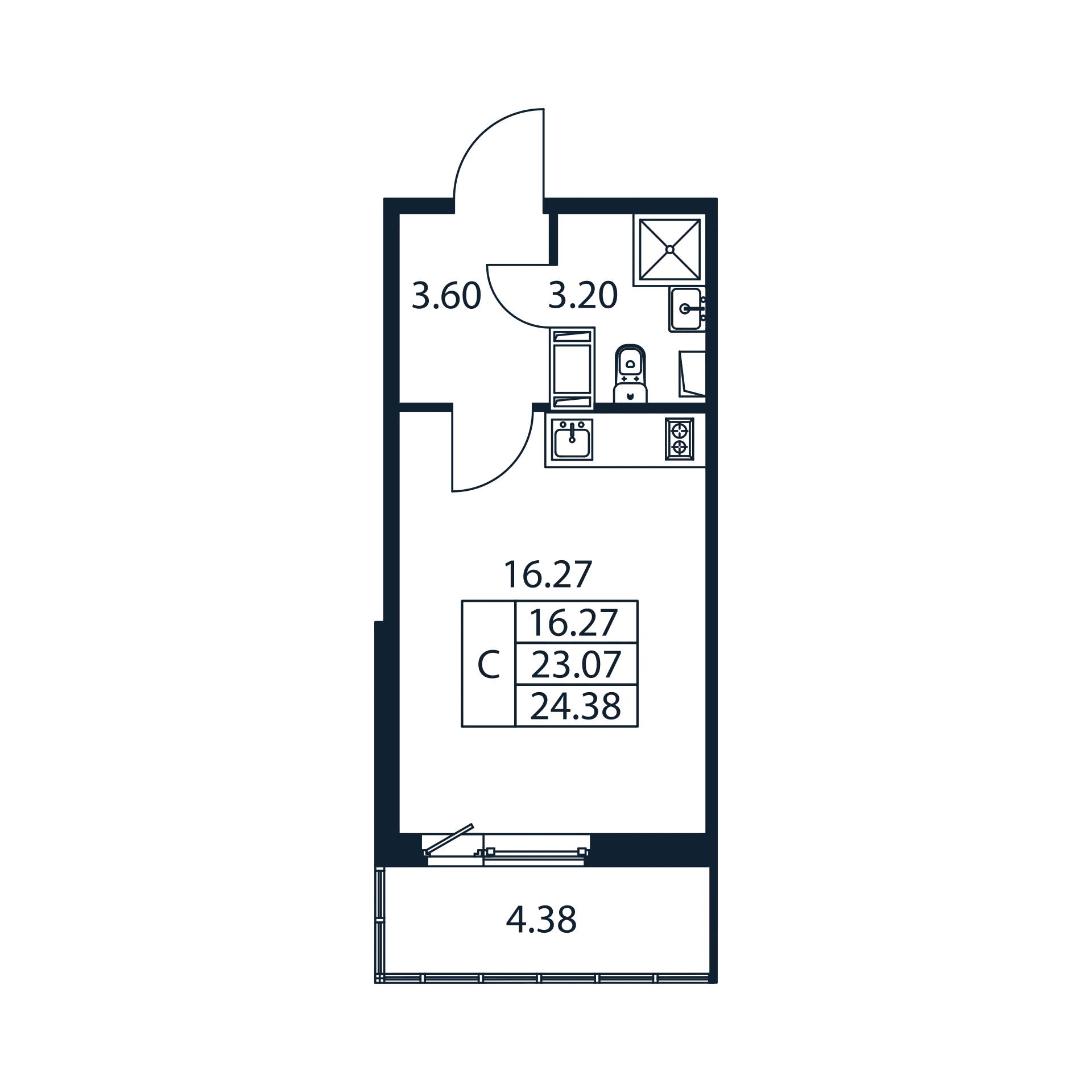 Студия 23,1 м²