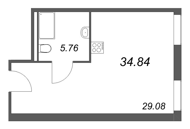 Студия 34,8 м²