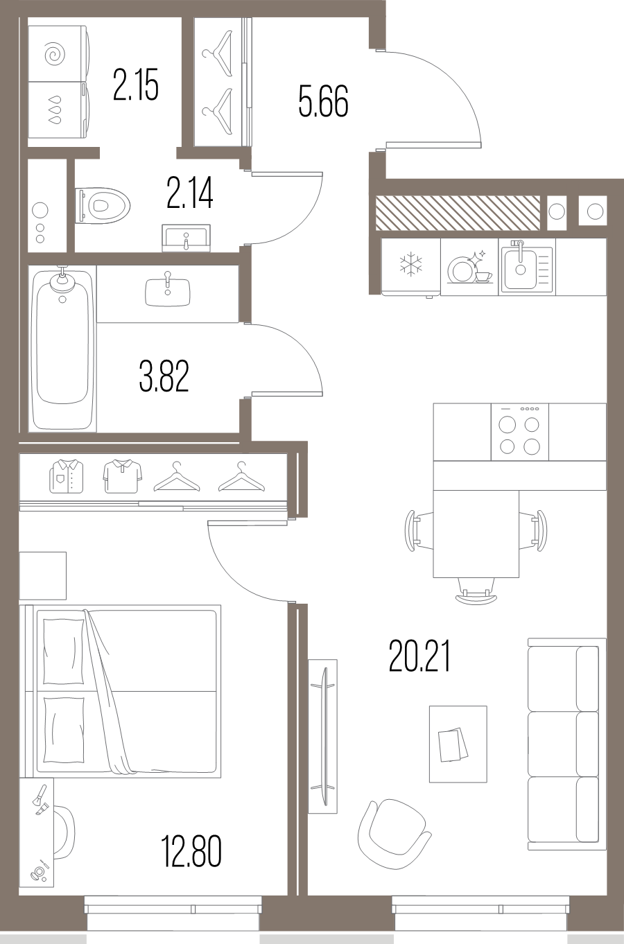 2 ккв (Евро) 46,8 м²