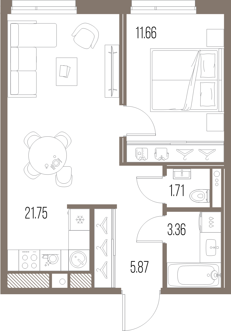 2 ккв (Евро) 44,4 м²