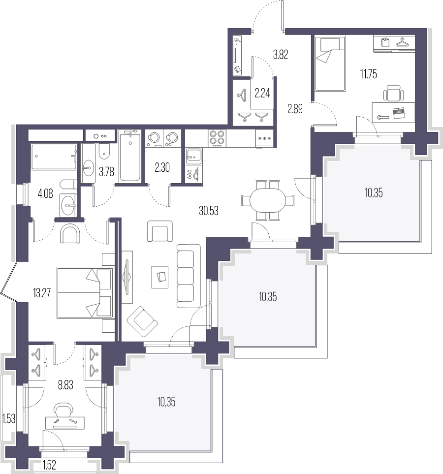 3 ккв (Евро) 83,5 м²