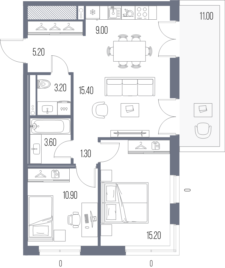 3 ккв (Евро) 63,8 м²