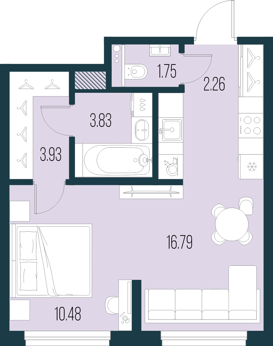 2 ккв (Евро) 39 м²
